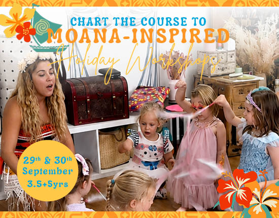 Moana inspired creative dance and craft school holiday workshops for pre- school kids