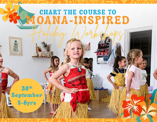 Moana inspired creative dance and craft school holiday workshops for school age kids